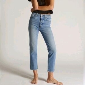 AMO Chloe Crop Jeans Straight Leg Liberty Blue High Rise Denim Sz 30 NEW $290